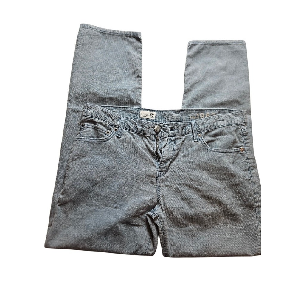Gap 1969 Sexy Boyfriend Corduroy Pants Light Blue Gray Fine Wale Size 27/4